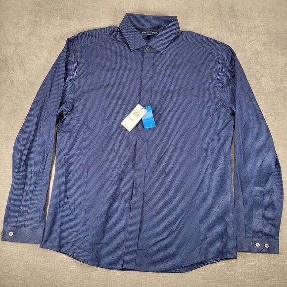 Vince Camuto Geometric Blue Button Up Long Sleeve Shirt Mens Sz Large New‎ - Picture 1 of 10